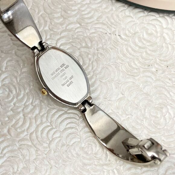 Anne Klein Two-Tone Tonneau Case Bracelet Watch Textured Dial Roman Numerals - Picture 11 of 13